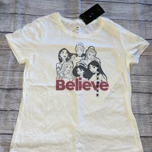 New Disney Women's White Graphic Princess T-Shirt